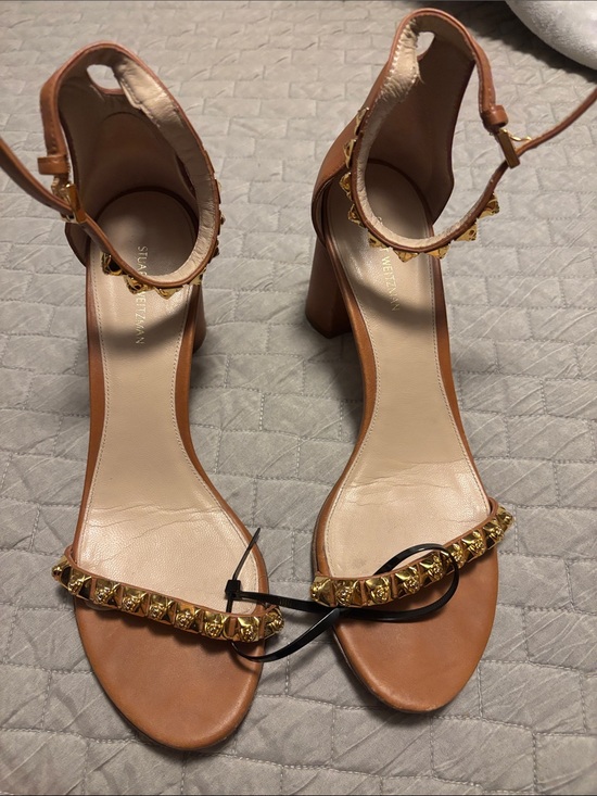 Stuart Weitzman Shoes - Stuart Weitzman Women's Tan Leather Block Heel Sandals